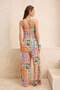 Underwater Patterned Woven Tie Detail Maxi Beach Blouse Trousers Set Tbess26Au00005 - 4