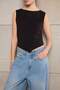 Teen Siyah Fitted/Vücuda Oturan Kayık Yaka Kolsuz Crop Pamuklu Esnek Örme Bluz TWOSS26BZ00035 - 3