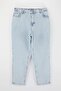 Açık Mavi Yüksek Bel Beli Lastikli %100 Pamuk Non-Stretch Büyük Beden Mom Jeans TBBSS26CJ00026 - 8