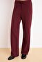 Burgundy Buttoned V-Neck Wide Leg Knitted Vest/Pants Bottom-Top Set Twoss24Au00017 - 3
