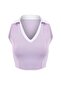 Lila Polo Yaka Dalgıç/Scuba Crop Örme Spor Üst/Bluz THMSS26BZ00006 - 4