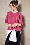 Teen Kırmızı Çizgili Boxy/Relaxed Kalıp Kısa Kollu Örme T-Shirt TWOSS26TS00048