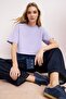 Lila Relaxed/Casual Fit 100% Thick Cotton Cropped Knitted T-Shirt Twoss23Ts00038 - 2