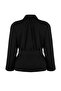 Siyah Oversize Kuşaklı Kısa Trençkot TWOSS26TR00003 - 8