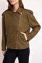 Kahverengi Oversize Kalıp Yıkama Efekctli Suni Deri Biker İnce Ceket Mont TWOAW25MO00010 - 4