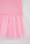 Pembe Kız Çocuk Tül Kısa / Mini Düz Örme Elbise TKDSS26EL00016 - 4