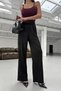 Wide Leg High Waist Black Palazzo Trousers - 3