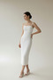 Square Neck Scuba Midi Dress Slim Fit Slit Zipper Wedding Wedding Women's Dress - 2