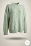 Crew Neck Relaxed Fit Soft Textured Shimmering Green Knitwear Women's Sweater