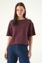 Plum Crew Neck Short Sleeve Blouse 8274A