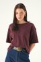 Plum Crew Neck Short Sleeve Blouse 8274A - 2