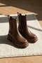 Serim Brown Side Elastic Thick Sole Daily Boots - 2