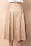 Kraş Thin Leather High Waist Side Pocket Kiloş Long Skirt-Beige - 4
