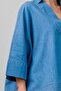 Women's Shirt Collar Neck Indigo Blue Thin Denim Fabric Blouse with Cuffs on the Sleeve - 7