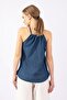 Women's Indigo Blue Halter Neck Slim Denim Tunic - 4