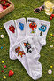 6-Piece Cute Character Fire & Water Cotton College Socks