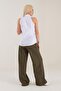 Women's White Sleeveless Off-the-Shoulder Lycra Poplin Shirt - 7