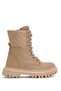 Girl's Beige Thermo Sole Quilted Detailed Laced and Zippered Long Boots - 2