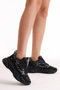 Women's Black Poly Sole Side Stripe Detailed High Sole Sneaker - 3