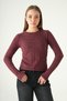 Burgundy Crew Neck Blouse 8268A