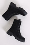 Girl's Black Leather Boots with Side Stripes, Zipper and Laces - 3
