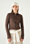 Cardigan maro cu fermoar 8327A - 6