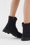 Women's Black Skin Poly Sole Back Zipper Detailed Comfortable Fit Lace Up Boots - 3