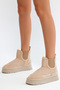 Women's Beige Suede Comfortable Fit Elastic Fur Suede Boots - 2
