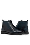 Men's Navy Blue Comfortable Fit Genuine Leather Boots with Laces and Zipper - 5