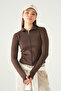Cardigan maro cu fermoar 8327A - 7