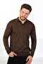 Men's Brown Polo Collar Superfine Knitwear Sweater