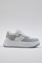 Women's White Gray Comfortable Fit High Sole Lace-Up Sneakers