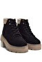 Women's Black Suede Women's Comfortable Fit Short Lace-up Suede Boots - 2