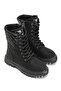 Girl's Black Thermo Sole Quilted Detailed Laced and Zippered Long Boots - 2