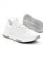 Unisex White Breathable Fabric PU Sole Lace-Up Sneakers