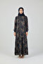 Women's Shal Patterned Long Chifon Dress with Inner Lining - 3