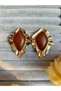 Vintage Style Burgundy and Brown Stone Stylish Women's Earrings - 3