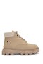 Women's Beige Suede Women's Comfortable Fit Short Lace-up Suede Boots - 3