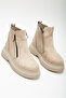 Women's Beige Thick Thermo Sole Zippered Boots - 2