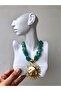Women's Turquoise Blue Design Special Series Imported Glass Beaded Bone Sun Necklace - 7
