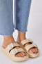 Women's Cream Comfortable Buckle High Sole Eva Slippers