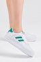 Unisex White Green Side Striped Lace Up Comfortable Sneaker - 2