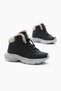 Children's Unisex Black Faylon Insole Fur Rubber Lace up Boots - 4