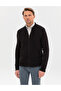 Black Slim Fit Zippered Knitwear Cardigan 50317341-Vr046