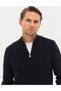 Navy Blue Slim Fit Mock Neck Zippered Knitwear Sweater 50317397-Vr033 - 2