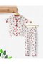 Girl's Summer Short Sleeve Double Breasted Collar Cherry Printed Nightgown Set - 2