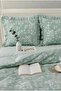 100% Cotton Mint Green Flora Ruffled Double Duvet Cover Set