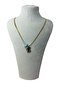 Snake Chain with Evil Eye Beads -E-Letter Pendant- Gold 316L Stainless Steel - 3
