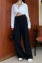 Women's Full Lycra Wide Leg Pants with Side Zipper at Waist