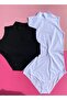 Cotton 2-Pack Black and White Snap Fastener Sleeveless Summer Thin Women's T-Shirt - 2